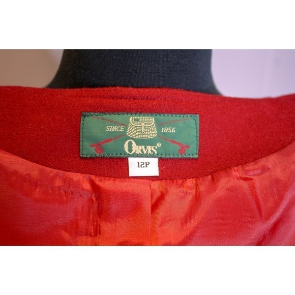 Orvis Wool Blazer Jacket Open Front Red Size 12P - Picture 3 of 3